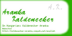 aranka kaldenecker business card